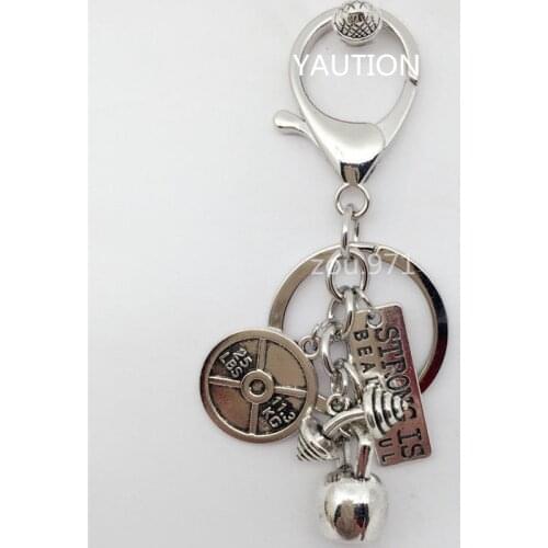 1pcs WEIGHTLIFTING Keychain Dumbbell Charm Pendant Kettlebell Crossfit Gym