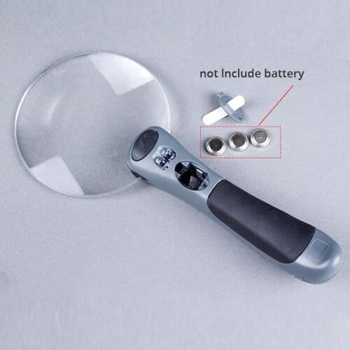 2.5X Handheld Reading Magnifier 90mm Frameless with LED Lamp Elderly Students Illuminated Reading Magnifying Glass