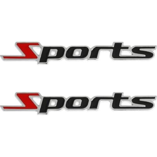 2 Pcs Black Red Metal Sports Letters Car Badge Sticker Emblem Decor