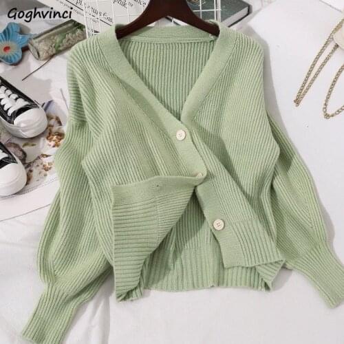 2020 Women New Cardigan V-neck Soft Flexible Elegant Knitting Female Sweaters Streetwear Outwear Solid Korean All-match Fashion