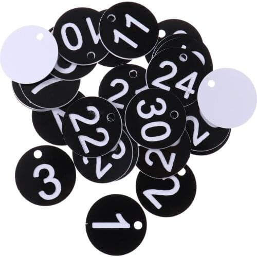 30/50Pcs Plastic Number Discs Tags with Key Rings Round Table Numbers Labels Locker Hand Cards Storage Digital Number Tag Hanger