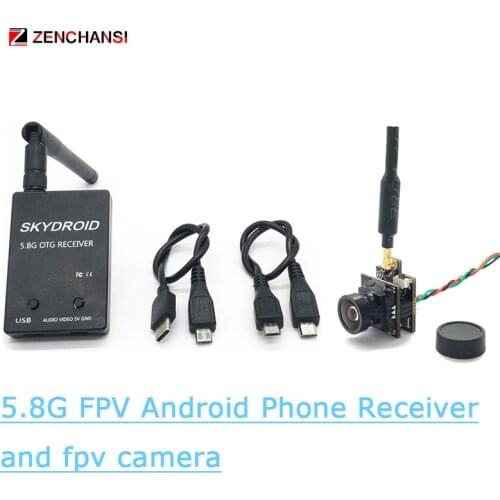 5.8G 150CH Mini FPV Receiver UVC Video Downlink OTG For Android Mobile Phone and 5.8G 48CH 50/100mW 800TVL 4:3 FPV Mini Camera