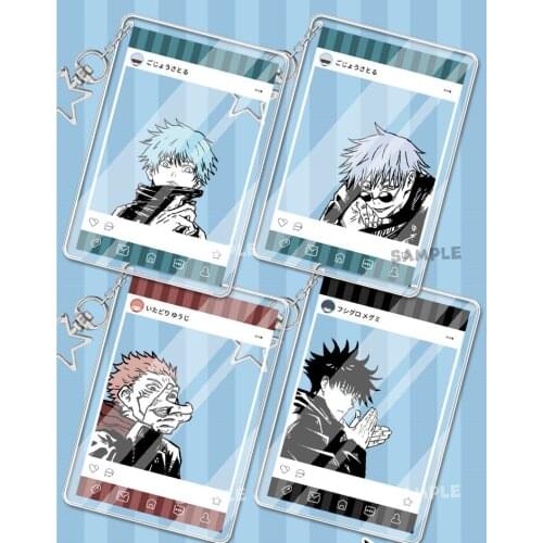 Anime Jujutsu Kaisen Gojo Satoru Fushiguro Megumi Keychain Cosplay Acrylic Figure Keyring 7039 Kids Christmas Toy