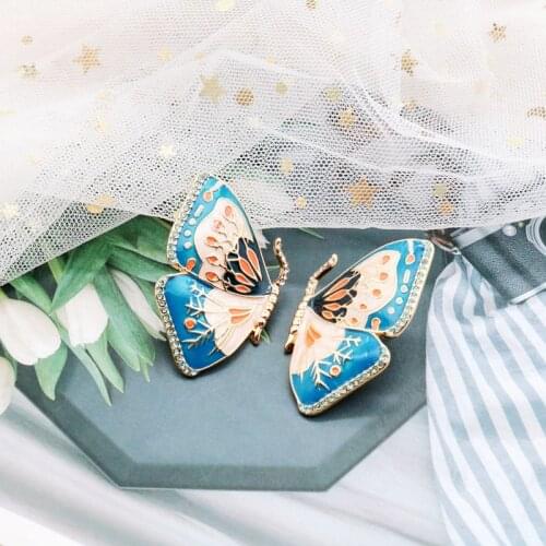 Sweet Earrings Butterfly Copper Material Polish Enamel Symmetrical
