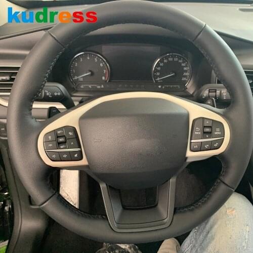Car Interior Steering Wheel Decoration Cover Trim Frame Sticker For Ford Explorer 2020 2021 Carbon Fiber Car Styling Accessories
