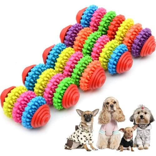 Dog Toy Ball Toothbrush Rubber Gear Seven-color Rotation Resistant Bite Resistant Pet Toy Rubber Gear Molar Ball Pet Toy