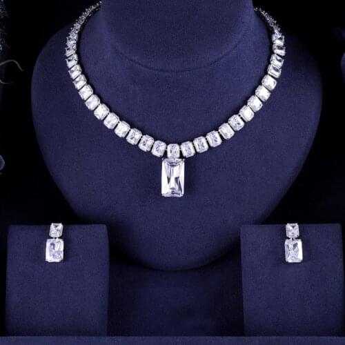 Jankelly Newest Green Jewelry Sets Brilliant Cubic Zircon Wedding Bridal Party Earrings Necklace Jewelry Sets For Women