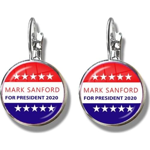 Mark Sanford 2020 Collection Election Glass Cabochon Earrings USA Flag French Hooks Earrings Jewelry For Women Girls Gift