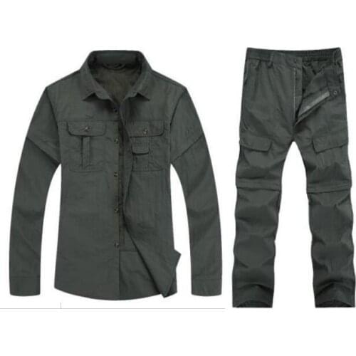 2019 Men Shirt Pants suits Summer Outdoor Camping trekking fishing hiking cycling Shirt Breathable Quick Dry Pants sports sets