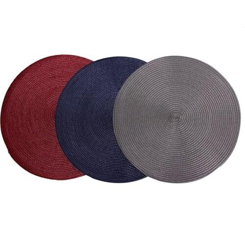 Round Dining Napkin Pads PP Plastic Weave Placemat Table Mats Non-Slip Heat Resistant Coaster Cushion Kitchen