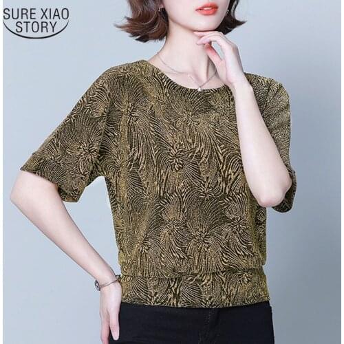 Summer Women Blouse New Womens Base Shirt Short Sleeve Womens Top and Blouses Printed Floral Tops Female Blusas Mujer 14083