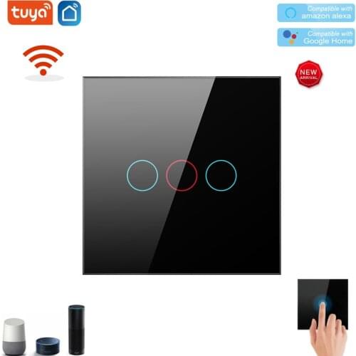 Wifi Wall Touch Switch With Luxuray Glass Panel EU 1/2/3 Gang Smart Light Switch 220V Tuya Smart Home Support Alexa Google Home