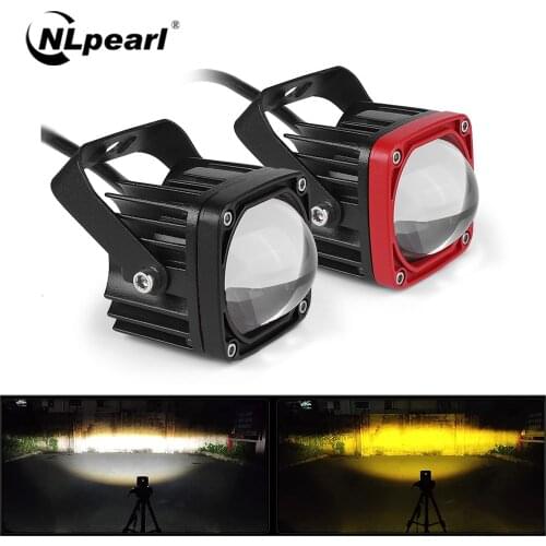 NLpearl 1 Pair White Yellow LED Headlights 6000k/3500k Spotlight LED Work Fog Lights for Car Motocycle Truck ATV Offroad 12V 24V