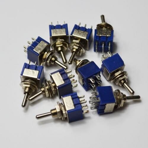 New 10pcs New 6-Pin DPDT ON-OFF-ON Toggle Switch 6A 125VAC