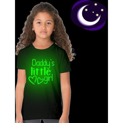 2019 New Kids Girls T-shirts Daddys Princess Print Childrens T-shirt Girl Noctilucence Luminous Brand Tshirts Kids Tops Tees