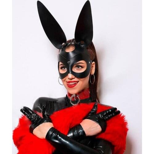 New Sexy PU Leather Cat Mask Whip Goth Bondage Restraints Halloween Fashion Head Mask Roleplay Sexy Toy For Women Cosplay Games