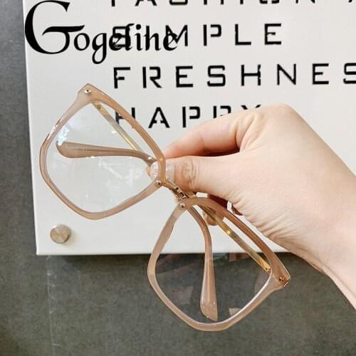 2020 Anti blue light Glasses Frame for Women Men Oversized Myopia Eyeglass Students Rivet Frame Fake Metal Glasses