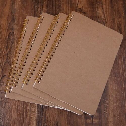 P82A A5 Bullet Notebook Kraft Dot Grid Time Management Blank Book Spiral Journal Weekly Planner School Office Supplies