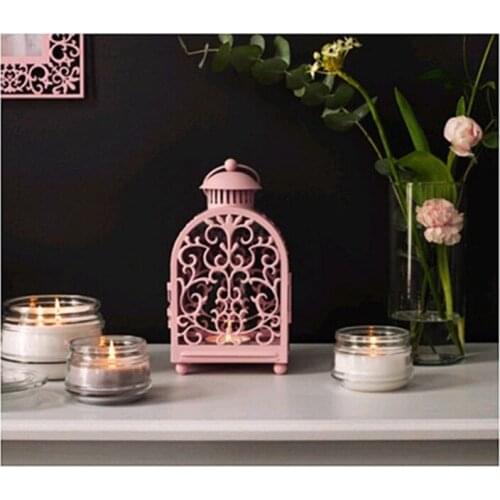 1PC European Style Candlestick Vintage Morocco Wallow Engraved Wedding Candlestick Decoration Iron Art Candlestick MK019