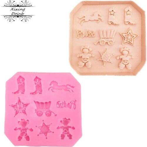 DIY cowboy boot shape silicone mold cake decoration tool mold baking tool hand made mold