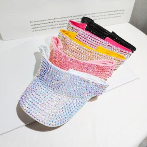 Women hats Empty Top Sun cap Sequins gorro luxury Summer Sun Hat Panama Hip Hop hat Outdoor Running Rhinestone Hat Beach Chapeau