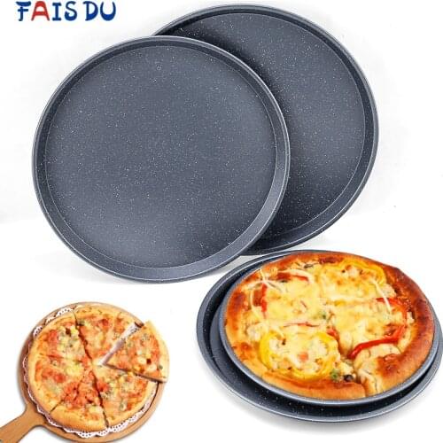 Carbon Steel Pizza Pan Marble Non-Stick Coating 4 Size Pie Pastry Tools Bakeware Pan DIY Baking Mold Thickness 0.6mm Supplies