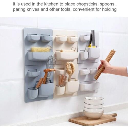 Kitchen Drying Rack Punch-free Storage Rack Holder Self-Adhesive Refrigerator Hanging Rack Organizer Wall Mount Shelf Hook