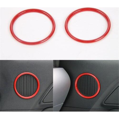 YAQUICKA 2Pcs/Set Interior Car Door Speaker Ring Sticker Decoration Cover Trim styling Smaller Type Fit For Ford Mustang 2015