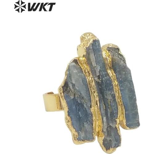 WT-R336 wholesale exclusive custom blue kyanite Ring electroplated with adjustable size Rings women fashion Jewelry