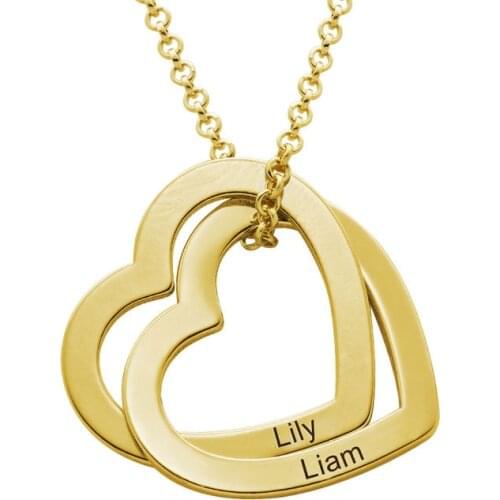 Custom Double Heart Necklace for Women Personalized Stainless Steel Name Pendant Necklace Girl Gift