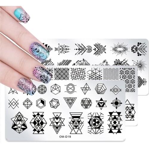 1 pcs Nail Art Stamp Stamping Image Plate Geometry Rectangle Animal Pattern Stainless Steel Nail Template Manicure Stencil Tools