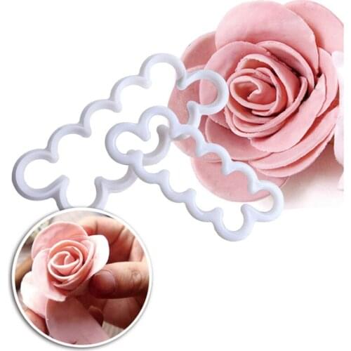 3pcs/set in a small tuba rose fondant flowers mold cutting biscuit cake modeling tools Cake Decorating Tools