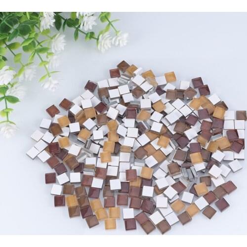 300Pcs Colorful Glass Mosaic Tiles 1cm Square Mosaic Craft Materials Handcraft DIY Decorative Tiles Wall Background Decoration