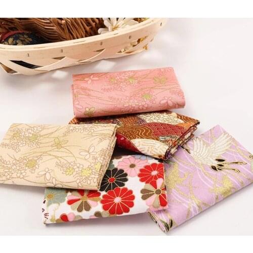 5 PCS/Lot 20*25cm Cotton Bronzing Japanese Style Doll Clothing Fabric Pre-Cut Patchwork Fabric DIY Sewing Material