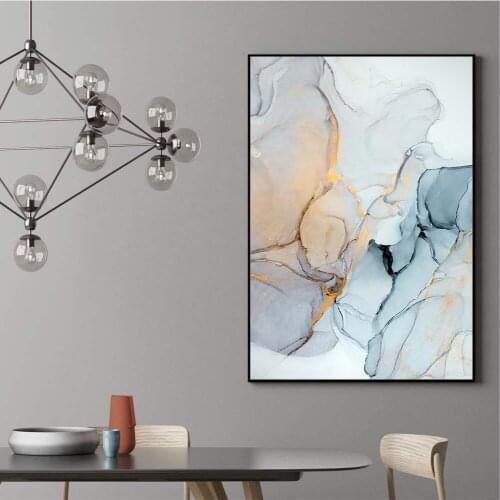 Big Size Abstract Art Blue lines Canvas Painting Poster Print Wall Art Picture For Living Room Home Decor Frameless