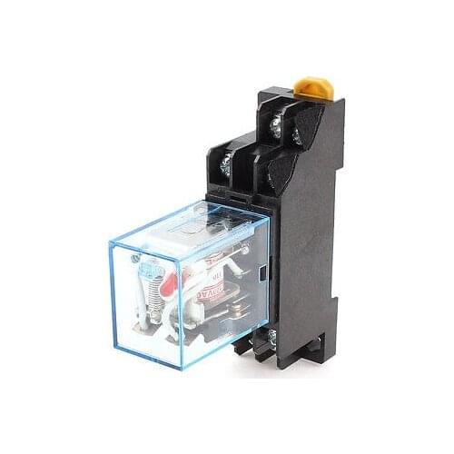 AC 110-120V 5A Coil 8Pin DPDT 35mm DIN Rail Electromagnetic Power Relay + Socket