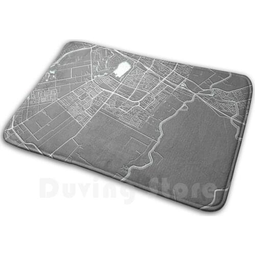 Amstelveen , Netherlands , Grey , Map Mat Rug Carpet Anti-Slip Floor Mats Bedroom Amstelveen Netherlands Grey Map White Road