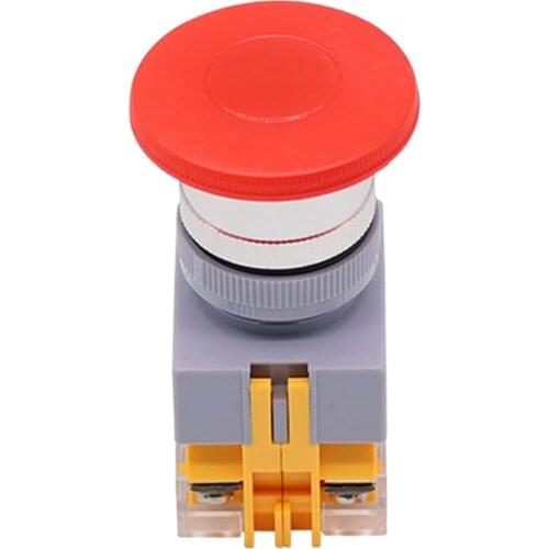 Emergency Stop Mushroom Snap Button Box Reset Durable LAY37 11M Red