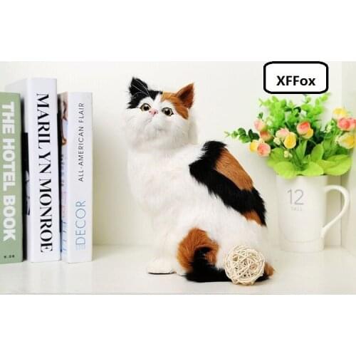 Big real life new colourful cat model plastic&furs sitting cat doll gift about 19x14x26cm xf1402