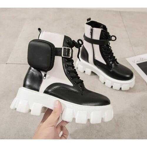 Martin boots 2020 wish new thick-soled high-front lace-up short boots large muffin pocket boots British fashion