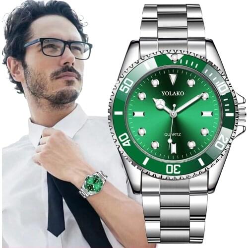 Top Brand YOLAKO Luxury Mens Watch Clock Male Sports Watches Men Quartz Wrist Watch Stainless Steel Strap Relogio Masculino