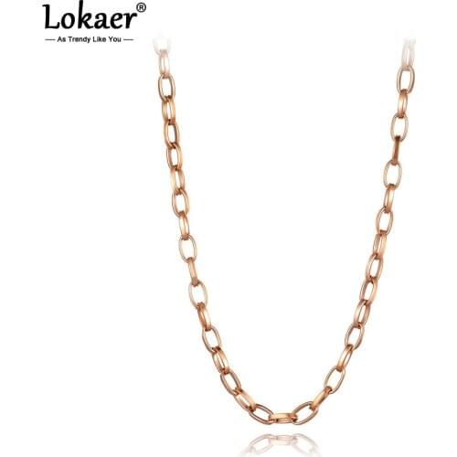 Lokaer Punk Miami Cuban Choker Necklace Collar Statement Hip Hop Big Chunky Stainless Steel Thick Chain Necklace Women N20127