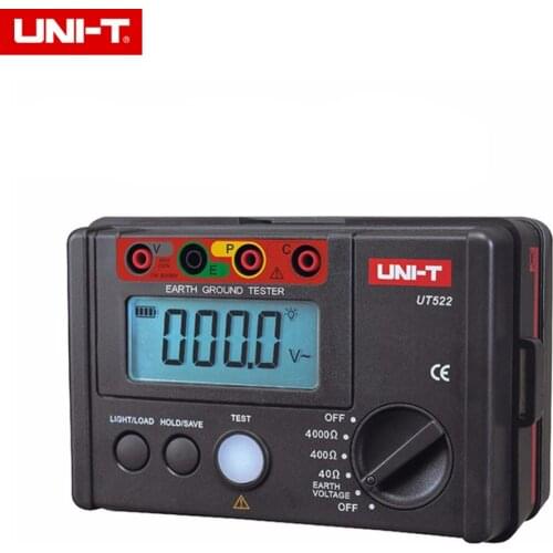 UNI-T UT522 Digital Earth Ground Resistance Tester 400V 4000Ohm Voltage Detector Ohm Meter LCD Backlight