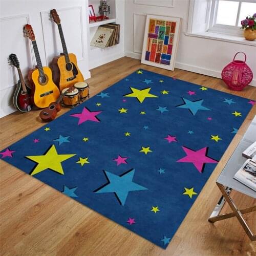 Colorful Star Blue Childrens Floor Mat Bedroom Carpet Boy Girls Cartoon Kids Room Rug Crawling Mat Bedside Carpet Play Mat