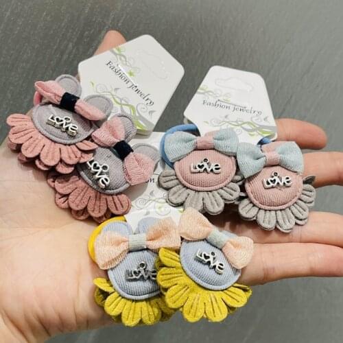 2Pcs Childrens Animal Ear Lace Bow Headband Headwear Hair Korean Version Cartoon Girls Rubber Band Sweet Cute Hair Accessories