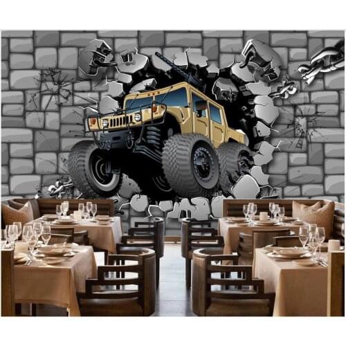 Custom photo mural 3d wallpaper Retro brick wall tire off-road car tooling home decor living room wallpaper for walls 3 d