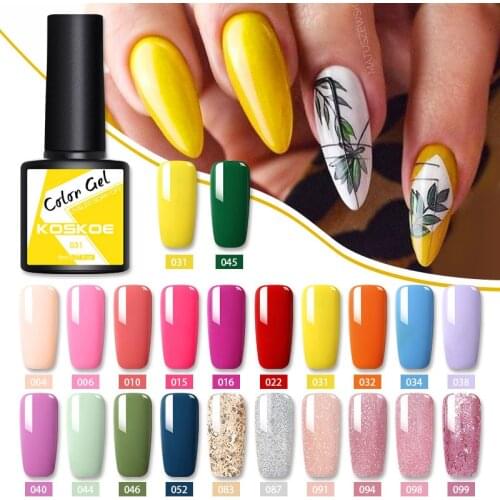 KOSKOE 8ml Color Gel Polish Semi Permanent Vernis Top Coat UV LED Gel Varnish Soak Off Nail Art Gel Nail Polish Glitter Nails
