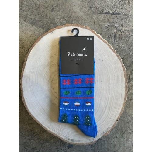 Blue Noel Creative High Quality Harajuku Fashion Men Woman street Hip Hop Cotton Unisex happy Funny sock Gift Idea Christmas
