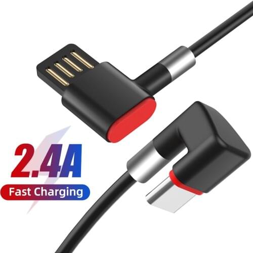 2.4A Micro USB Type C Cable Fast Charging Wire for Samsung Galaxy S8 S9 Plus Huawei 180 Degree Mobile Phone USB C Charger Cable