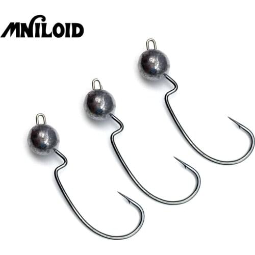 MNILOID 5pcs/lot Crank Head Hook 3.5g 5g 7g Fishing Hook Lead Jig Lure Hard Baits Soft Worm Fishing Tackle Accessories Fishhooks